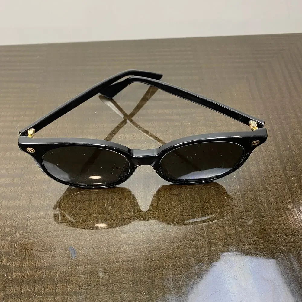 Gucci GG0091SA 001 Full Rim Round Black Sunglasses
